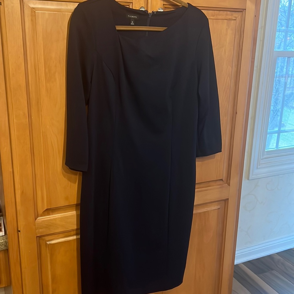 Talbots navy blue shift dress